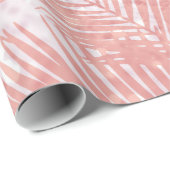 モダンな珊瑚のピンクのフェイクなグリッターのエレガントなヤシの木 ラッピングペーパー (ロールコーナー)