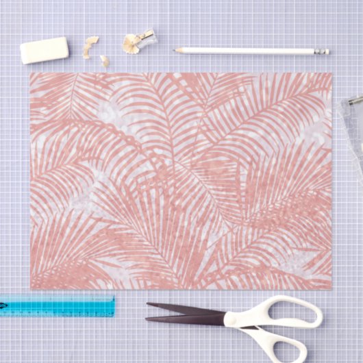 モダンな珊瑚のピンクのフェイクなグリッターのエレガントなヤシの木 薄葉紙 (クラフト)