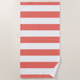 モダンな珊瑚の白い縞模様 ビーチタオル