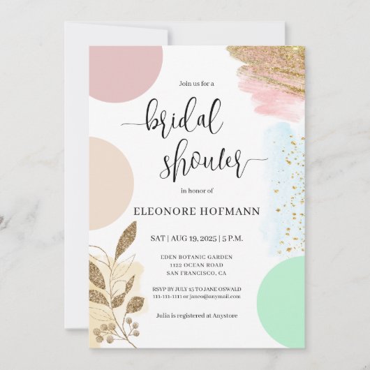 モダンな現代の結婚前お茶会招待状 招待状 (正面)