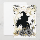 モダンな現代風ハロウィンの魔女3 招待状 (正面/裏面)