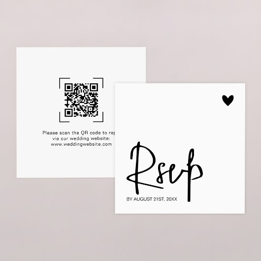 モダンな現代風結婚式QRコードオンラインRSVP ノートカード