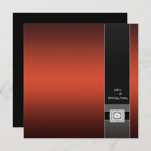 モダンな現代風 赤のパーティーテンプレート 招待状 (正面/裏面)