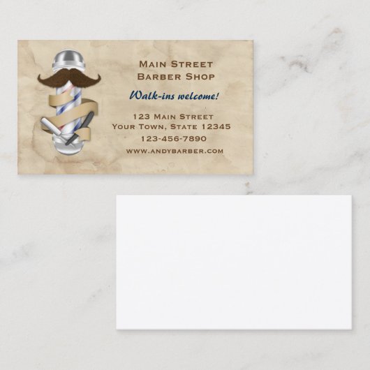 モダンな理容師 名刺 (正面/裏面)