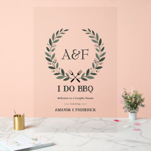 モダンな田舎風「I Do BBQ」結婚式ウェルカムサイン アクリルサイン (ウェディング)