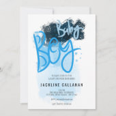 モダンな男の子の青いシャワー招待状 招待状 (正面)