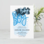 モダンな男の子の青いシャワー招待状 招待状 (スタンド正面)