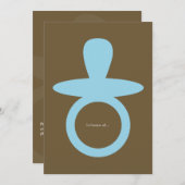 モダンな男の赤ちゃんのシャワーの招待状-青及びブラウン 招待状 (正面/裏面)