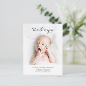 モダンな男女両用ベイビーお礼お知らせカード ポストカード (スタンド正面)