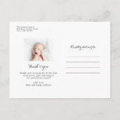 モダンな男女兼用ベイビーお礼お知らせカード ポストカード (裏面)