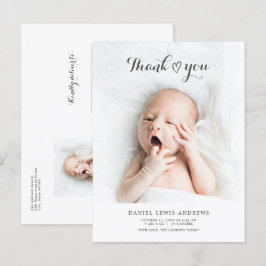 モダンな男女兼用 ベイビーお礼 アナウンスメント ポストカード
