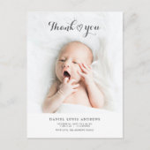 モダンな男女兼用 ベイビーお礼 アナウンスメント ポストカード (正面)