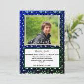 モダンな男子卒業祝い 青い星 | 卒業パーティー 招待状 (スタンド正面)