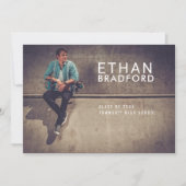 モダンな男性のスタイリッシュな写真 卒業パーティー 招待状 (正面)