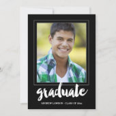 モダンな男性の写真フレーム 卒業パーティー招待状 招待状 (正面)