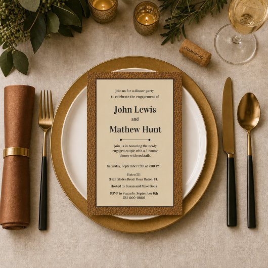 モダンな男性的なエンゲージメントパーティーの招待状 招待状