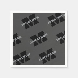 モダンな男性的なグレー Your Name or Business Name スタンダードカクテルナプキン