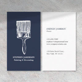 モダンな画家 & 装飾家 ネイビーブルーとホワイト 名刺