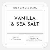モダンな白いキャンドルラベル スクエアシール (正面)