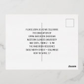 モダンな白いスクリプト写真用ホイル招待状 箔招待状ポストカード (裏面)