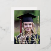 モダンな白いスクリプト写真用ホイル招待状 箔招待状ポストカード (正面/裏面)