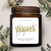 モダンな白いスクリプト タイポグラフィー キャンドル ラベル