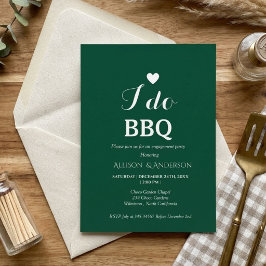 モダンな白い手書きの文字で「i do bbq」と書かれたエンゲージメントパーティーグッズ 招待状
