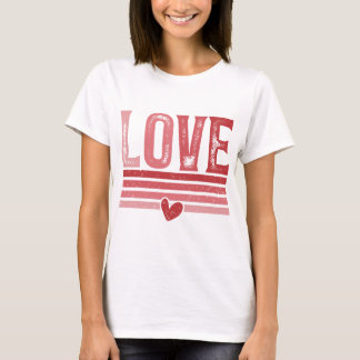 モダンな白い手書き風フォントの「Love」プリント 白色 レディースTシャツ Tシャツ