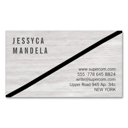 モダンな白い木 マグネット名刺 (正面)