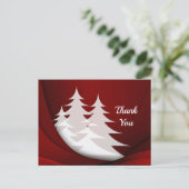 モダンな白い木 赤いグラフィックの感謝 ポストカード (スタンド正面)