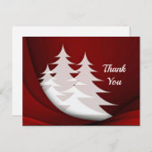 モダンな白い木 赤いグラフィック サンクス ポストカード (正面/裏面)