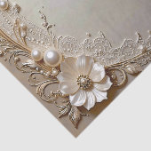 モダンな白い花とパールのティッシュペーパー 薄葉紙 (詳細)