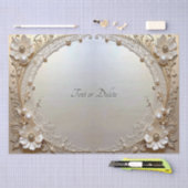 モダンな白い花とパールのティッシュペーパー 薄葉紙 (クラフト)