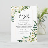 モダンな白い花 15周年記念結婚式 招待状 (スタンド正面)