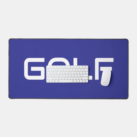 モダンな白いGOLFの文字が映えるダークブルーの背景 デスクマット (キーボード&マウス)