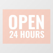 モダンな白とピンクの24時間営業窓用シール ウィンドウサイン (シート)
