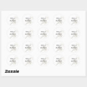 モダンな白とベージュのボタニカルウェディング ラウンドシール (シート)