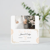 モダンな白と茶色の結婚式 セーブザデート (スタンド正面)