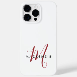 モダンな白と赤のスクリプトモノグラム Case-Mate iPhone 14 PRO MAXケース