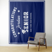 モダンな白と青の卒業写真撮影用背景 タペストリー (インサイチュ)