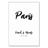 モダンな白と黒のカスタム結婚式テーブル名 テーブルナンバー (裏面)