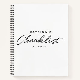 モダンな白と黒のシンプルなチェックリスト ノートブック