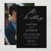 モダンな白と黒のシンプルな写真ウェディング 招待状 (正面/裏面)