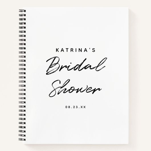 モダンな白と黒のシンプルな結婚前のお祝いギフトリスト ノートブック (正面)