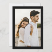 モダンな白と黒のシンプルな結婚式の披露宴写真 招待状 (裏面)