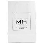 モダンな白と黒のビジネスプロフェッショナル ミディアムペーパーバッグ (裏面)