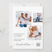 モダンな白と黒の写真 ウェディング 招待状 QRコード付き (正面)