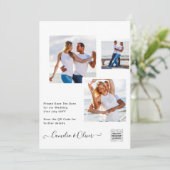 モダンな白と黒の写真 ウェディング 招待状 QRコード付き (スタンド正面)