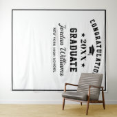 モダンな白と黒の卒業写真撮影用背景 タペストリー (インサイチュ(横))