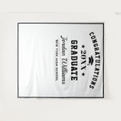 モダンな白と黒の卒業写真撮影用背景 タペストリー (正面(横))